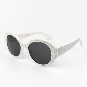 NEW Celine CL4240IS 25A ANIMATION Ivory Silver Studs Smoke Geometric Sunglasses